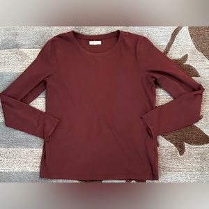 Madewell Long Sleeve Northside Vintage 100% Cotton Jersey Crew Neck Top Maroon